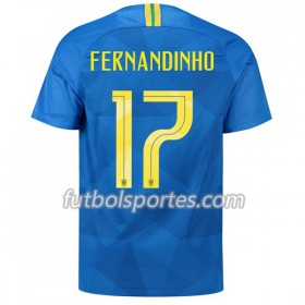 Camisetas Brasil Fernandinho 17 Segunda Equipacion Mundial 2018